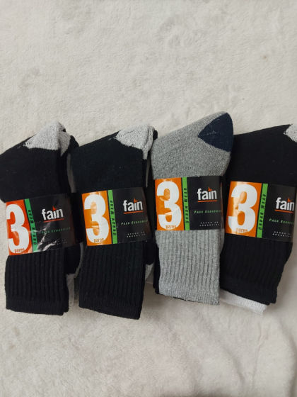 MEDIAS DEPORTIVAS CON TALON FAIN - PACK X3