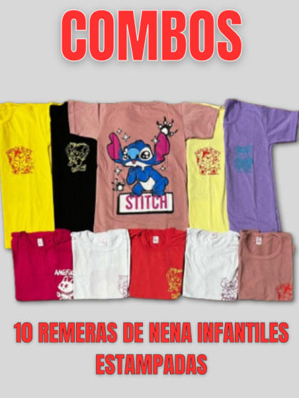 COMBO - 10 REMERAS ESTAMPADA INFANTIL